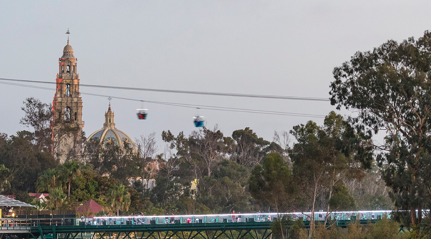 View of the Zoo with bridge and Skyfari