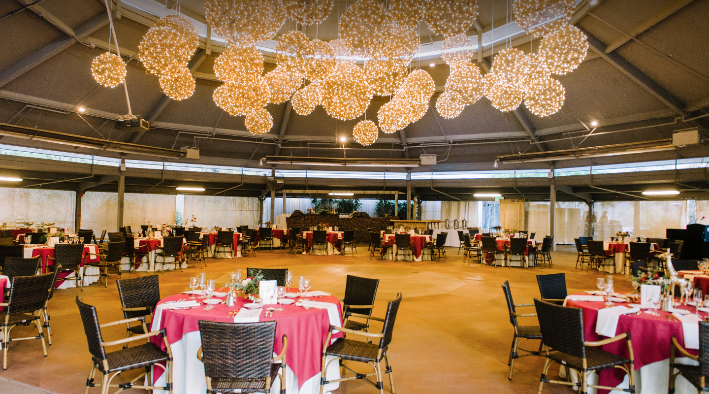 hunte pavilion with table and chair set up