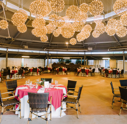 hunte pavilion with table and chair set up